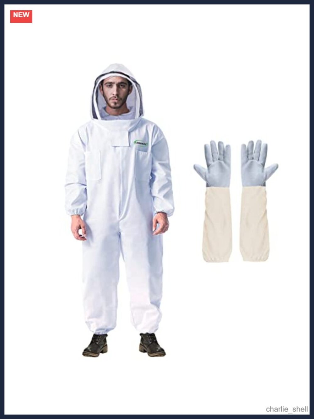 Full Body Beekeeping Suit for Men XL with Goatskin Gloves and Veil